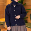 ⁦Front-Buttoned Gold-Buttoned Knit Cardigan with Pocket Navy Blue⁩ - الصورة ⁦3⁩