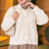 Front-Buttoned Gold-Buttoned Knit Cardigan with Pocket Stone