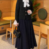 Knitted Cardigan with Front Lace and Tie Closure Anthracite - الصورة 2