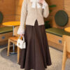 Knitted Cardigan with Front Lace and Tie Closure Beige – Bild 2