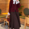Knitted Cardigan with Front Lace and Tie Closure Burgundy – Bild 2
