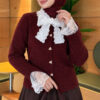 Knitted Cardigan with Front Lace and Tie Closure Burgundy – Bild 3