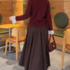 Knitted Cardigan with Front Lace and Tie Closure Burgundy – Bild 4