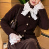 Knitted Cardigan with Front Lace and Tie Closure Brown – Bild 3