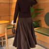 Knitted Cardigan with Front Lace and Tie Closure Brown – Bild 4