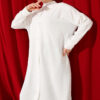 Front-Buttoned Long Cardigan in French Terry White - Imagen 2