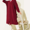 Front-Buttoned Long Cardigan in French Terry Burgundy