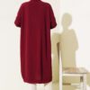 Front-Buttoned Long Cardigan in French Terry Burgundy - Imagen 3