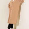 Front-Buttoned Long Cardigan in French Terry Bisque