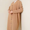 Front-Buttoned Long Cardigan in French Terry Bisque - Imagen 2
