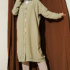 Front-Buttoned Long Cardigan in French Terry Hazel