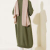 Front-Buttoned Long Cardigan in French Terry Khaki - Afbeelding 3