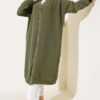 Front-Buttoned Long Cardigan in French Terry Khaki - Afbeelding 2
