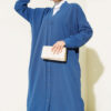 Front-Buttoned Long Cardigan in French Terry Indigo