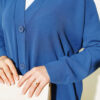Front-Buttoned Long Cardigan in French Terry Indigo - Imagen 4