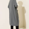 Front-Buttoned Long Cardigan in French Terry Slate Grey - immagine 3