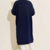 Front-Buttoned Long Cardigan in French Terry Navy Blue - immagine 3