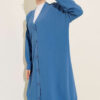 Front-Buttoned Long Cardigan in French Terry Blue