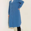 Front-Buttoned Long Cardigan in French Terry Blue - immagine 2