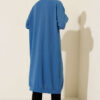 Front-Buttoned Long Cardigan in French Terry Blue - immagine 3