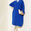 Front-Buttoned Long Cardigan in French Terry Saxon Blue - Imagen 2