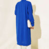 Front-Buttoned Long Cardigan in French Terry Saxon Blue - Imagen 3