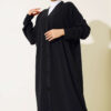Front-Buttoned Long Cardigan in French Terry Black - Imagen 2