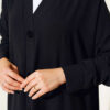 Front-Buttoned Long Cardigan in French Terry Black - Imagen 4