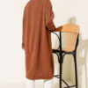 Front-Buttoned Long Cardigan in French Terry Tan - Imagen 3