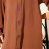 Front-Buttoned Long Cardigan in French Terry Tan - Imagen 4