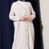 Front-Buttoned Long Cardigan in French Terry Stone
