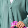 Front-Buttoned Long Cardigan in French Terry Turquoise - immagine 4