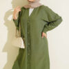 Front-Buttoned Long Cardigan in French Terry Green – Bild 2