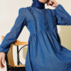 Ruffled Front Denim Dress Denim