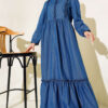 Ruffled Front Denim Dress Denim - immagine 2
