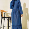 Ruffled Front Denim Dress Denim - immagine 3