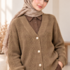 Knitted Patterned Buttoned Cardigan Camel