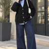 Knitted Patterned Buttoned Cardigan Black - Imagen 2