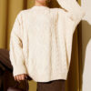 Knitted French terry sweater Beige