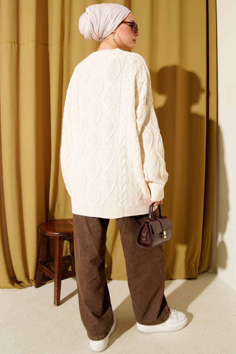 Knitted French terry sweater Beige - immagine 3