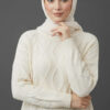 Knitted French terry sweater Ecru