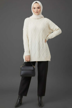 Alternative view of Knitted French terry sweater Ecru