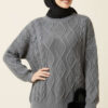 Knitted French terry sweater Smoke