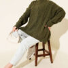 Knitted French terry sweater Khaki - Afbeelding 2