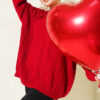 Knitted French terry sweater Red