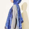 Vintage Patterned Printed Shawl Navy Blue - Imagen 3