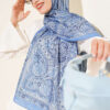 Vintage Patterned Printed Shawl Navy Blue - Imagen 5