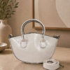 Oval Short Handle Women's Handbag White