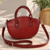 Oval Short Handle Women's Handbag Burgundy