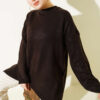 Oversized Low-Shoulder Knit Tunic Olive Green - Imagen 5